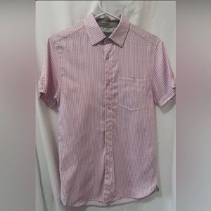 Ted Baker London Mens Dress Shirt Pink and White Size 1